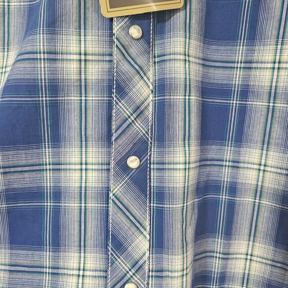 Wrangler Retro Boys Blue Plaid Snap Down Shirt NWT Sz L (10/12) Cowboy Western - Picture 6 of 9